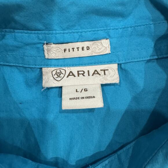 Ariat Women’s Western Snap Shirt L Blue Pearl Embellished Rodeo Cowgirl Y2K - Picture 6 of 8